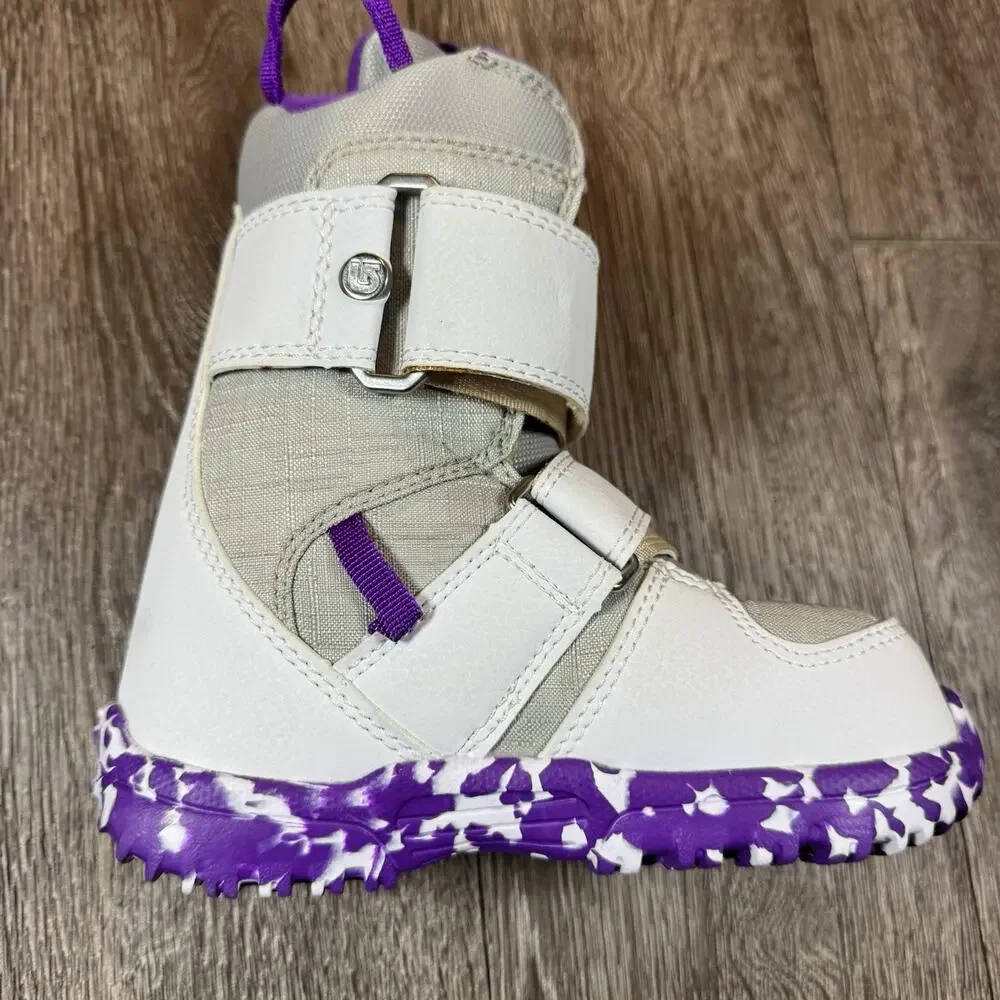 Burton Kids' Mini Grom Snowboard Ski Boots White Purple US Size 11 C